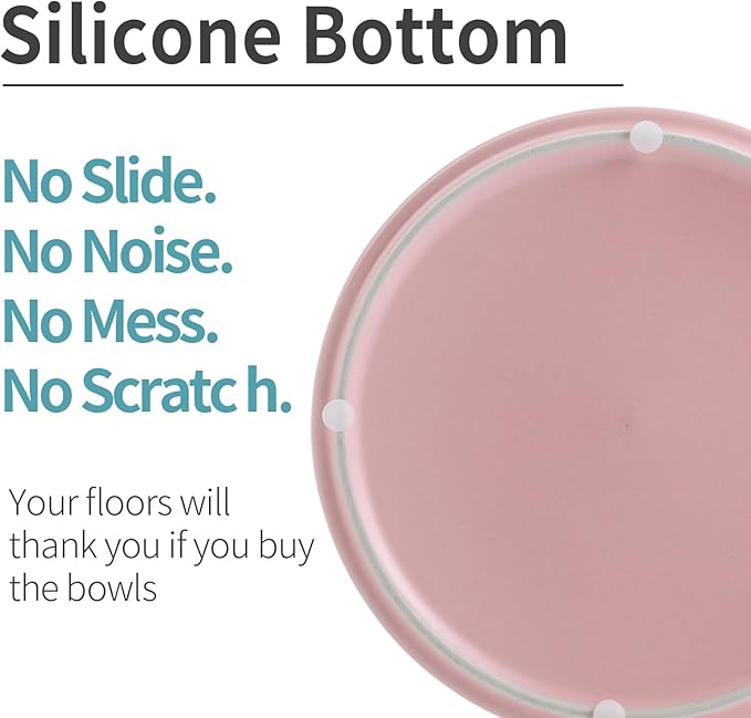 Pink Elevated/Raised Dog Bowl Ceramic for Medium Large Sized Breed,Dog Food Water Bowl with Stand,8 in 7.6 Cups Non Slip Heavy Weighted