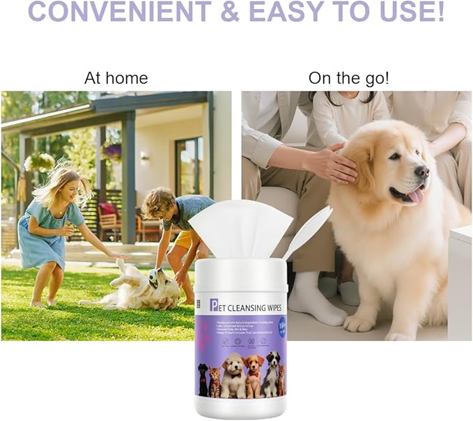 Pet Wipes 160 Count Hypoallergenic Dog Cleaning Wipes for Pets Hair Paws Ears Eyes Mouth