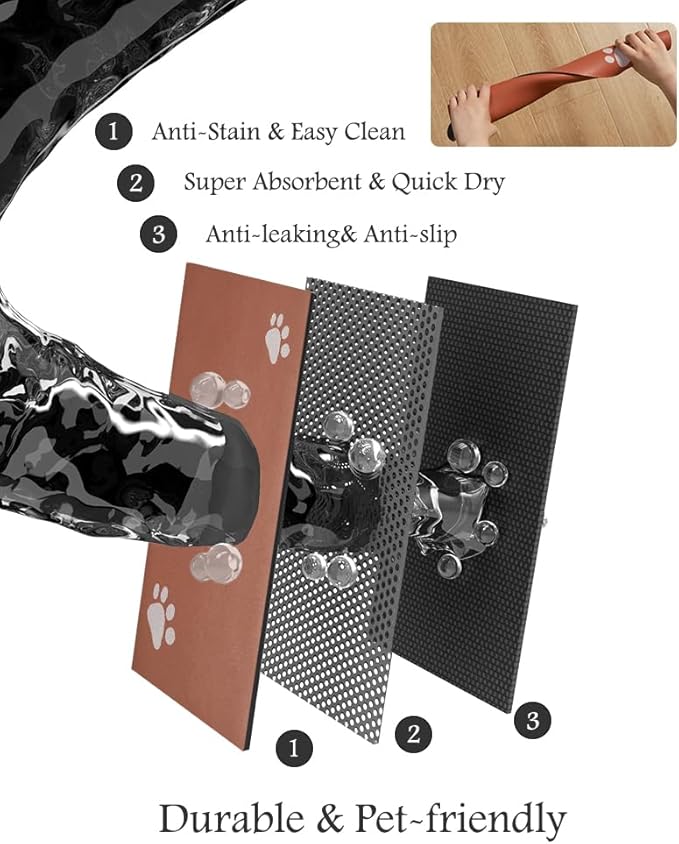 Pet Feeding Mat-Absorbent Dog Mat for Food and Water Bowl-No Stains Quick Dry Dog Water Dispenser Mat(Orange,12"x19"