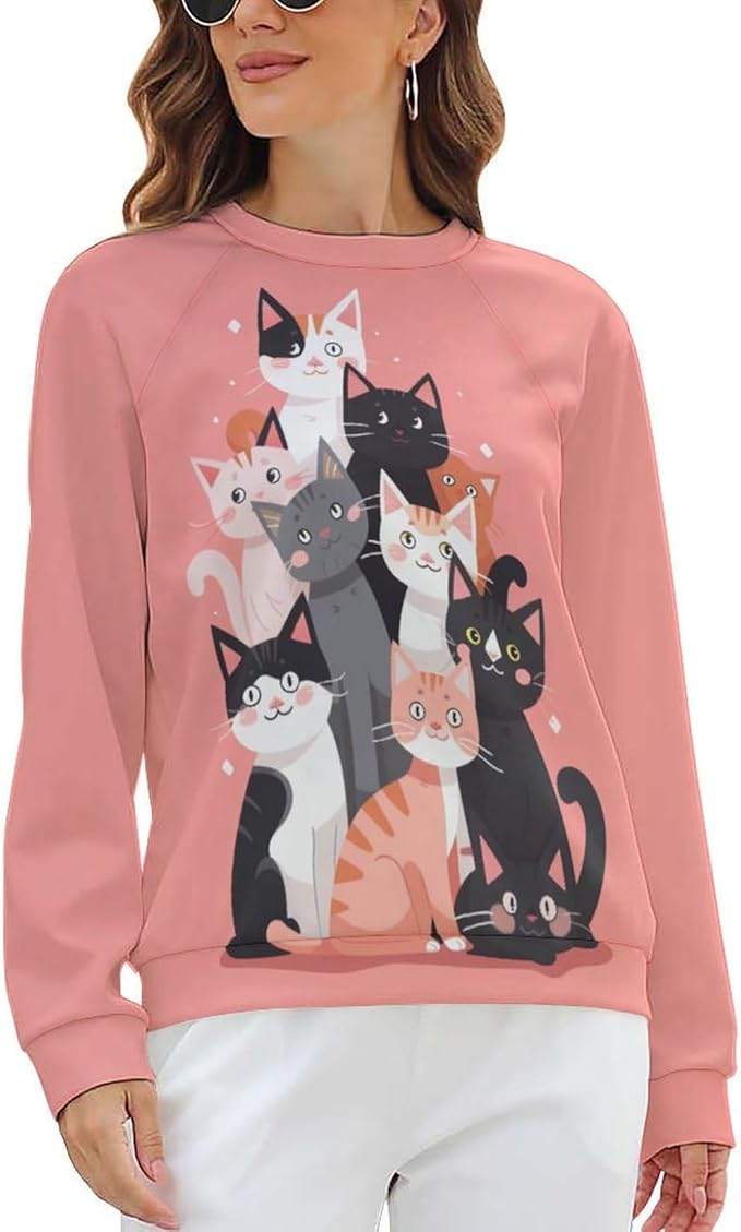 Womens Long Sleeve Tops Y2k Japanese Art Print Sweatshirts Fall Pullover for Women Crewneck Vintage Shirts Boho Tops