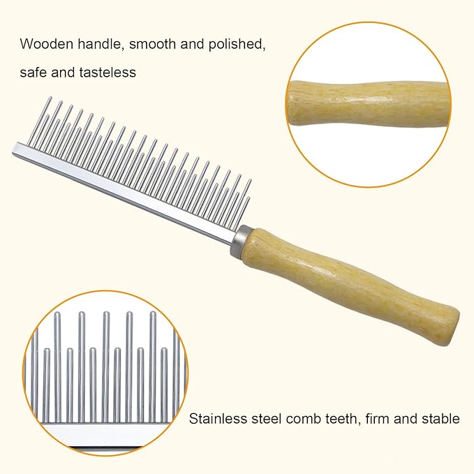 Wooden Handle Grooming Comb for Dogs Cats Pet(Multitooth)