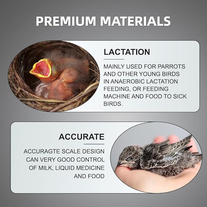 Bird Feeding Syringe Feeding Tubes for Baby Birds Parrot Hand Feeding Syringe with Curved Gavage Tubes and Stainless Steel Metal Feeding Spoon (9Pcs)