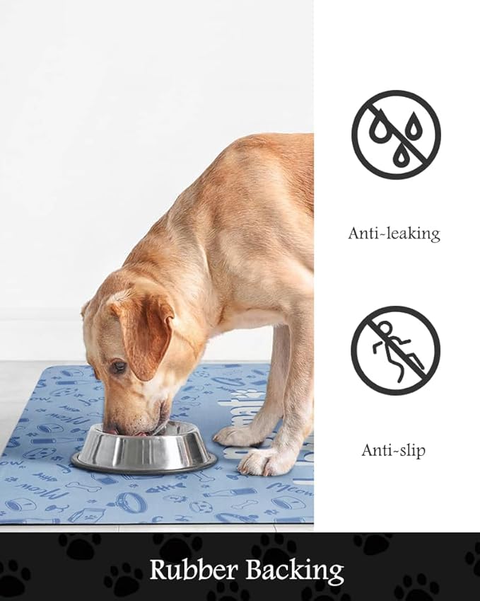 Pet Feeding Mat-Absorbent Dog Mat for Food and Water Bowl-No Stains Quick Dry Water Dispenser Mat-Dog Accessories Pet Supplies-Bowl for Messy Drinkers(PAW,12"x19"