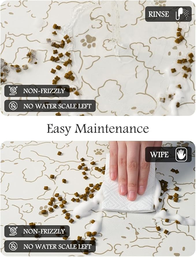 Pet Feeding Mat-Absorbent Dog Mat for Food and Water Bowl-No Stains Quick Dry Water Dispenser Mat-Dog Accessories Pet Supplies-Bowl for Messy Drinkers(FRAMEDOGS,17"x34"