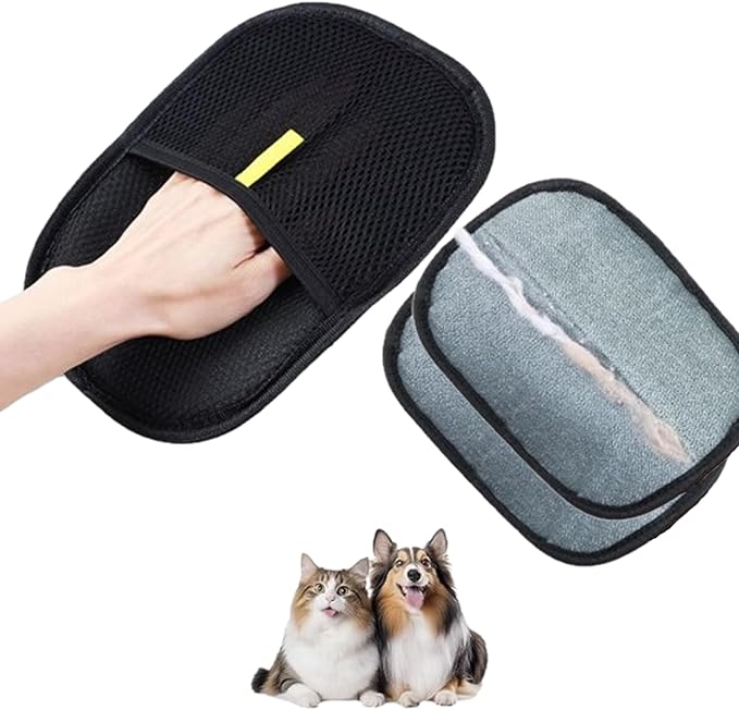 2 Pcs Pet Hair Removal Gloves for Dogs & Cats, Electrostatic Glove for Pet Hair, Cat Grooming Gloves for Hair Removal,Reusable Cat & Dog Hair Remover for Couch, Furniture, Carpet, Curtain