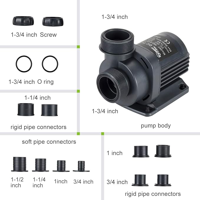 Hygger 1720GPH Quiet Submersible and External 24V Water Pump, with Controller (30%-100% Settings), Powerful Return Pump for Fish Tanks, Aquariums, Ponds, Fountains, Sump, Hydroponics (55W, 14.8ft)