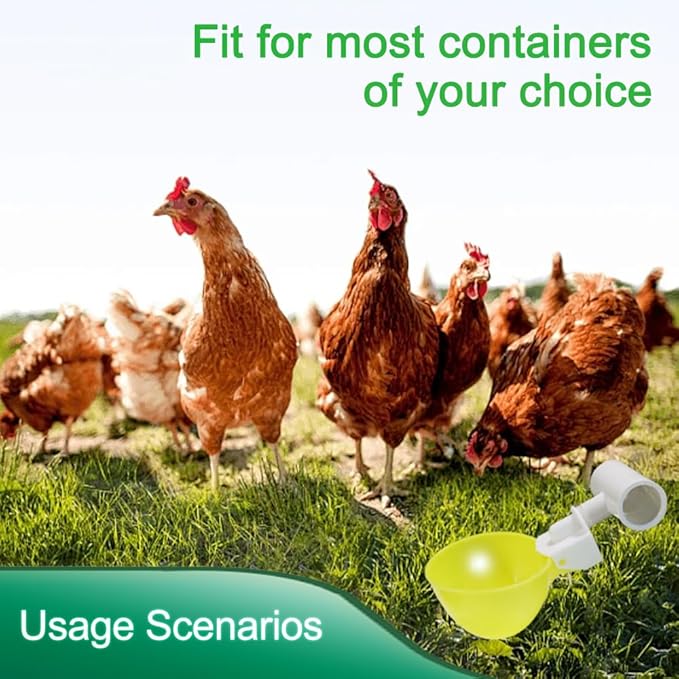 Automatic Chicken Waterer with Nuts 12Sets Bird Drinker Cups Watering System for Quail Pigeon Poultry Drinking