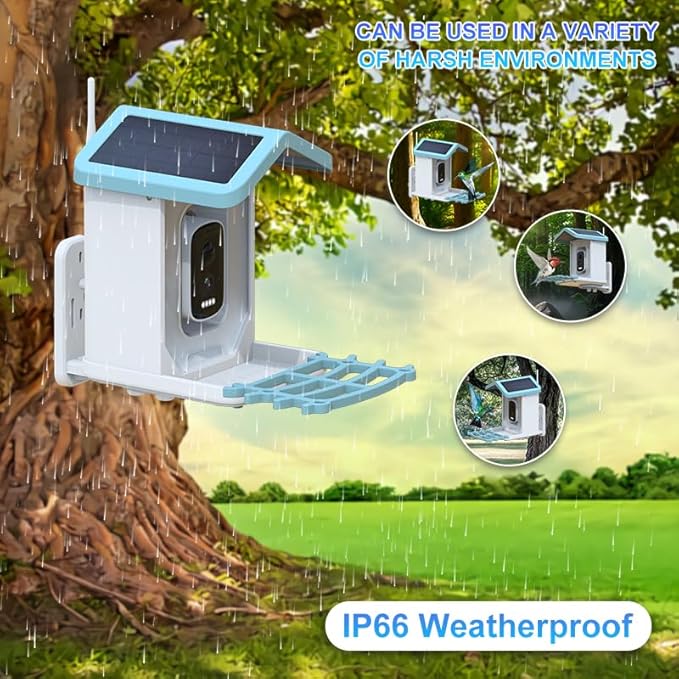 Smart Bird Feeder with Camera Solar Powered 2K Live Feed Cam for Outdoor Backyard - Ai Identify Auto Capture Videos, Window Bird Feeder,Ideal Present for BirdLover
