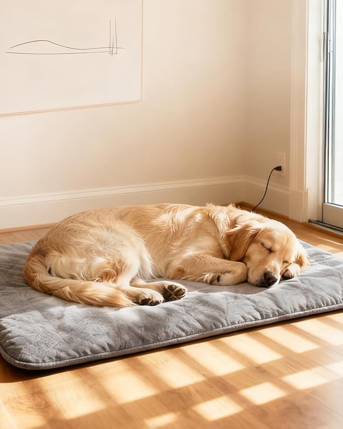 Mora Pets Pet Heating Pad Heated Dog Bed 9 Adjustable Temperature Cat Warming Mat with Timer Auto Power Off Heated Pet Bed 35 Inch for Large Dogs and Muti Cats Indoor