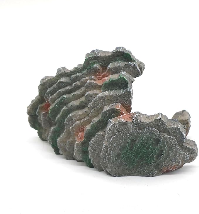 Gecko Hide Shale Scape Step Ledge, Reptile Cave Hideout Tank Accessories Decorations, Great for Reptiles, Amphibians, Leopard Gecko, Lizard, Frogs, Turtle (Small-B-7.3 * 4.4 * 3)