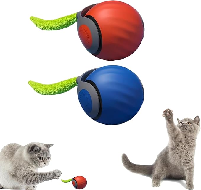 Speedy Tail 2.0 Cat Toy, Interactive Smart Ball for Indoor Cats, USB Charging (Orange+Dark Blue)