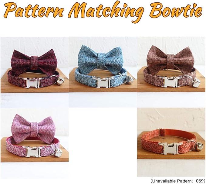 Personalized Cat Collar with Name Plate,Adjustable Tough Nylon Cat ID Collars with Bell,Customize Engraved Pet Name and Phone Number (Suit Style)