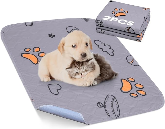 Washable Waterproof Pee Pads for Dogs - 2-Pack Small 18x24 Super Absorbent Reusable Training Pads, Non-Slip & Ideal for Puppies & Dog Playpen, Crate & Potty