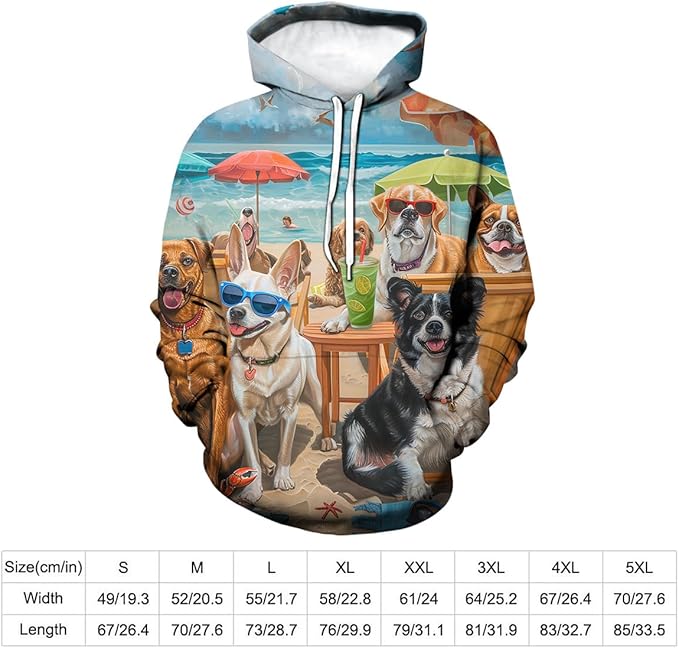 Unisex Adults 3D Dog Cat Printed Hoodies for Men Women Pullover Novelty Sweatshirts with Pockets