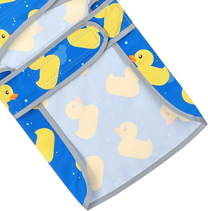 Dog Raincoat for Medium Dogs Waterproof Hooded Rain Jacket with Reflective Strips Leash Hole & Poncho Adjustable Fit (ShinyDuck,L)