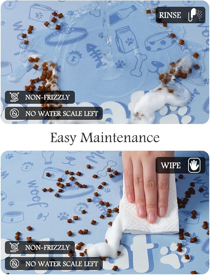 Pet Feeding Mat-Absorbent Dog Mat for Food and Water Bowl-No Stains Quick Dry Water Dispenser Mat-Dog Accessories Pet Supplies-Bowl for Messy Drinkers(PAW,23"x34"