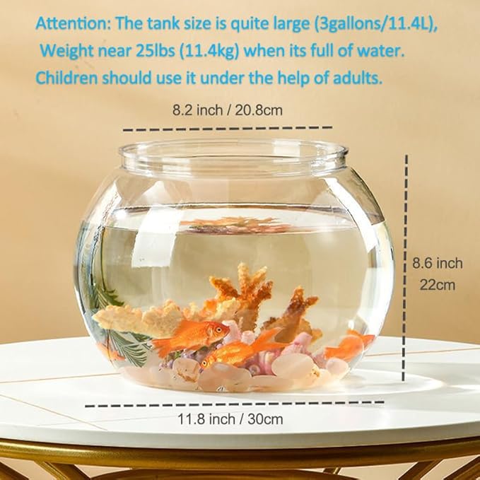 Newpol (Large Size) 3 Gallon Plastic Fish Bowl, Aquarium Fish Tank 11.5 Liters