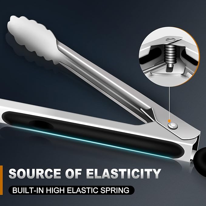 Grill Tongs, 17 Inch Extra Long BBQ Tongs, Heat Resistant 600 Degrees Stainless Steel tongs, Kitchen Metal Locking Tongs for Cooking, Grilling, Outdoor Barbecue