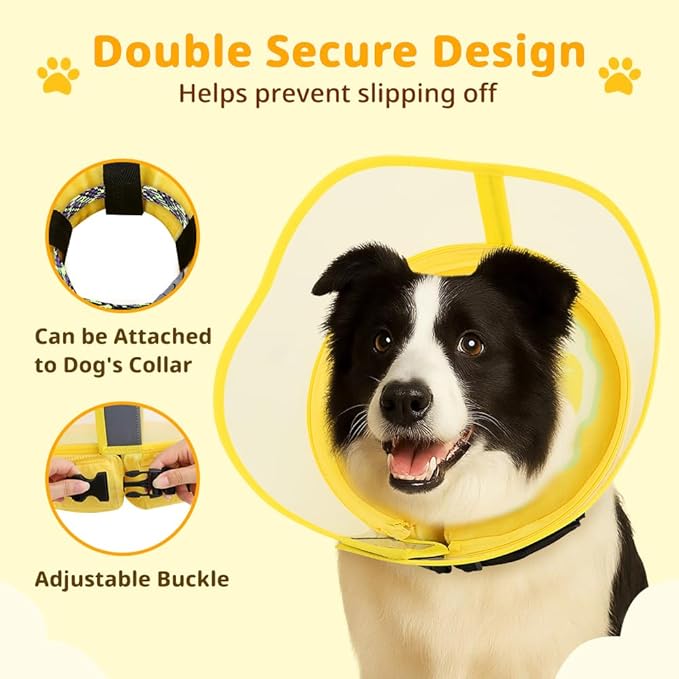 Inspack Soft Dog Cone Collar, Inflatable Donut Cones Alternative after Surgery with No-Lick Shield for Large/Medium/Small Dogs to Stop Licking, Elizabethan Neck Ecollars of Shame Comfy Pillow Recovery
