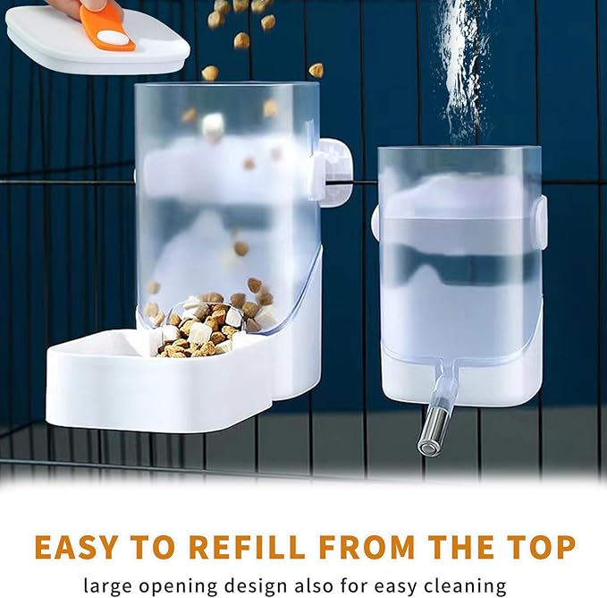 Oncpcare 24oz Rabbit Water Dispenser No Drip for Cage, Hanging Automatic Guinea Pig Water Bottle Large Small Aniaml Cage Accessories for Ferret Guinea Pig Rat Rabbit (White)