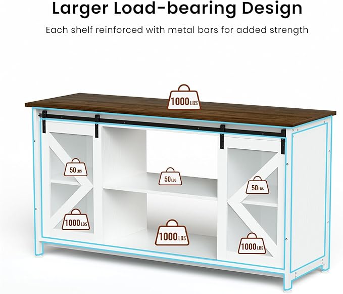 55-75 Gallon Aquarium Stand Heavy Duty Steel Frame, Fish Tank Cabinet with Accessories Storage for Reptile Terrarium & Turtle Tank - 1000lbs Capacity (White)