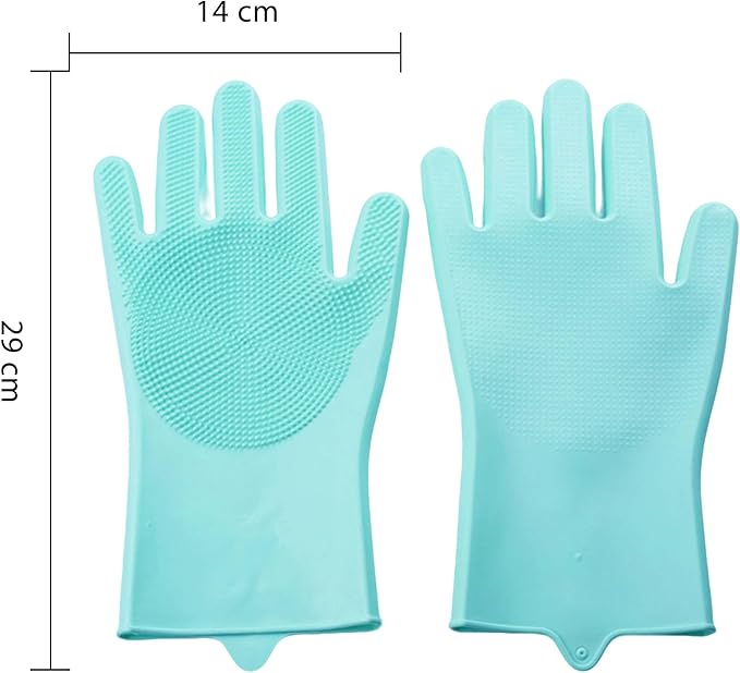 Pet Grooming Gloves,Heat-Resistant Silicone Gloves with High-Density Teeth for Enhanced Massaging and Bathing of Dogs and Cats (Green, 2 Pair)