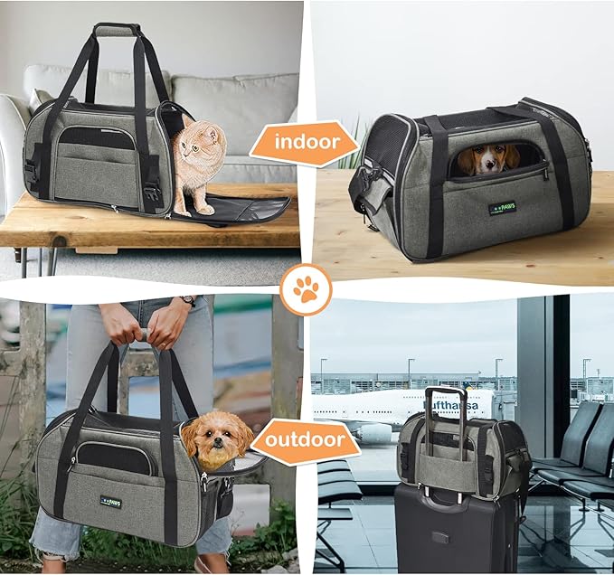 JESPET Soft-Sided Kennel Pet Carrier for Small Dogs, Cats, Puppy, Airline Approved Cat Carriers Dog Carrier Collapsible, Travel Handbag & Car Seat