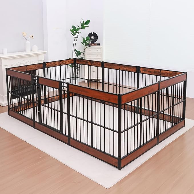 Dog Playpen, 35.4" Height Dog Pen Indoor, Heavy Duty, Safe and Sturdy, Furniture Style Puppy Pen (12 Panels (35.4" High), Black)