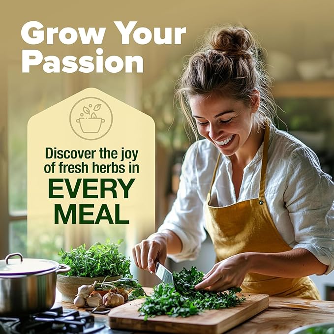 HOME GROWN π£π₯ππ ππ¨π  πππ₯π πππ§ 8 Herb Seeds Garden Kit, Complete Indoor Planter Gift with Basil Cilantro Mint & More, Unique Kitchen Growing Set for Women Men, Birthday Housewarming Present