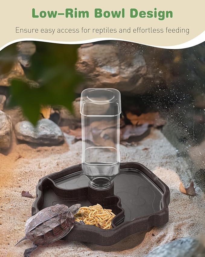 Pawfly Automatic Reptile Water Feeder, Tortoise Water Bottle, Turtle Food and Water Bowl, Water Dispenser for Snake Bearded Dragon Lizard and Chameleon