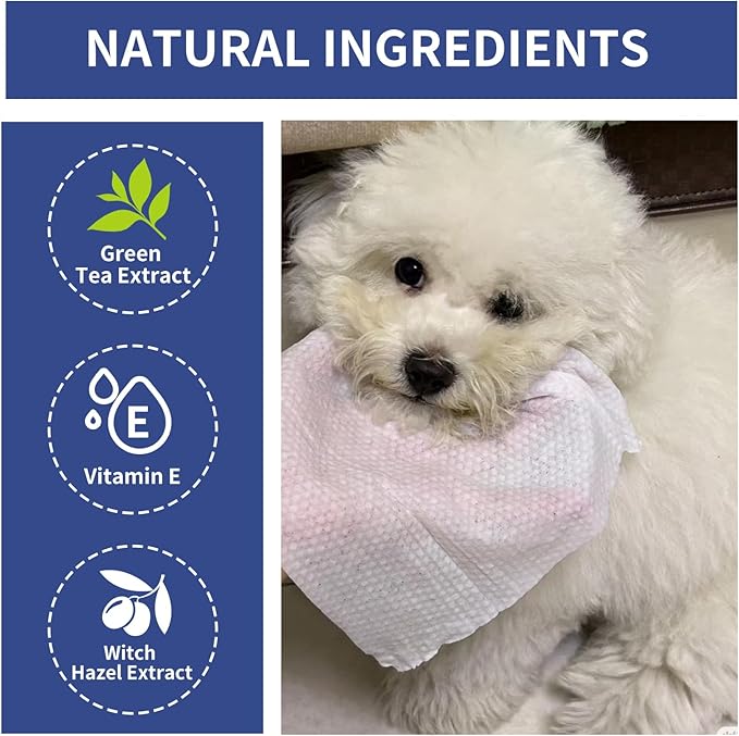 MIOSSZI Pet Cleaning Wipes Bundle, Dog & Cat Grooming Wipes, 160 Count Body Wipes, 130 Count Eye Wipes, Hypoallergenic with Coconut Oil & Aloe Vera for Paws, Face, Fur & Tear Stains