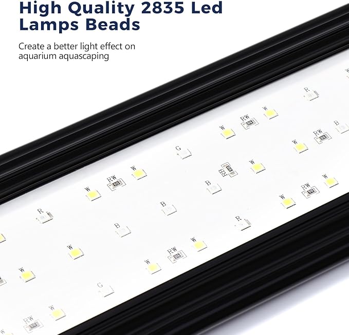 Tatub 23W LED Aquarium Light for 36"-42" Fish Tank, Full Spectrum Fish Tank Light with White Blue Red Green LEDs, 10 Levels of Brightness,Timer Auto On/Off