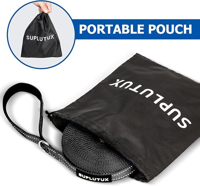 Reflective Dog Leash–10FT/16FT/30FT/50FT/100FT Durable Nylon Training Leash with Heavy-Duty Metal Clasp, High Visibility for Night Walking, Perfect for Small, Large Dogs (Black, 100FT)