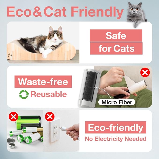 Necoichi Purrfection Neat & Easy Cat Hair Pet Hair Remover, Textured microfibers Trap Fur & lint Fast, Made in Japan