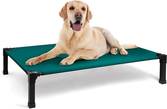 Heeyoo Elevated Dog Bed, Cooling Raised Pet Cot with Chew Proof Washable Breathable Mesh and Metal Frame, Portable Dog Cot Bed with No-Slip Feet for Outdoor or Indoor Use