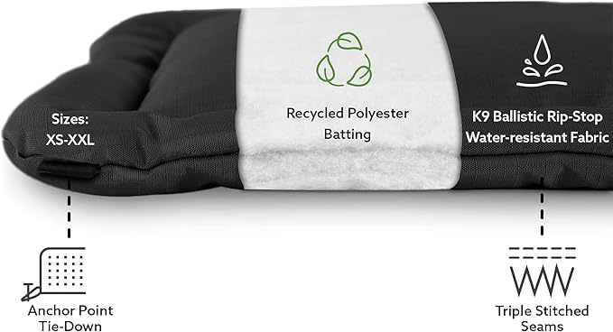 K9 Ballistics Tough Ripstop Dog Crate Pad - Durable & Machine Washable with Non-Skid Bottom and 120-Day Warranty, Fits 30" Wire Crates - Small, Blue Quartz