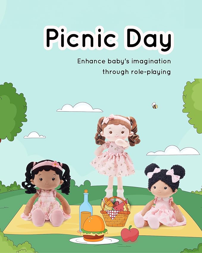 Soft Baby Doll Toys (12''), My First Baby Rag Doll for 1 Year-Old Girl Birthday Gift,Christmas Plush Toys Gift for Toddler Kids Infants Daydream-Princess Petal-Tanned