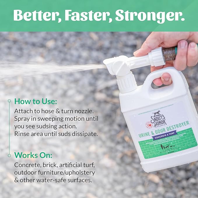 SKOUT'S HONOR Pet Urine & Odor Destroyer Concrete & Turf - Professional Strength, Plant-Powered, Cruelty-Free Urine Eliminator for Concrete, Turf, and Outdoor Living Spaces 32 oz.