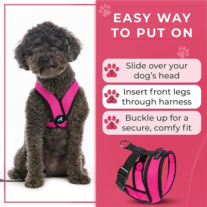 Gooby Comfort X Head in Harness - Flamingo Pink, Small - No Pull Dog Harness with Patented Choke-Free X Frame for Small to Medium Dogs Indoor/Outdoor Use
