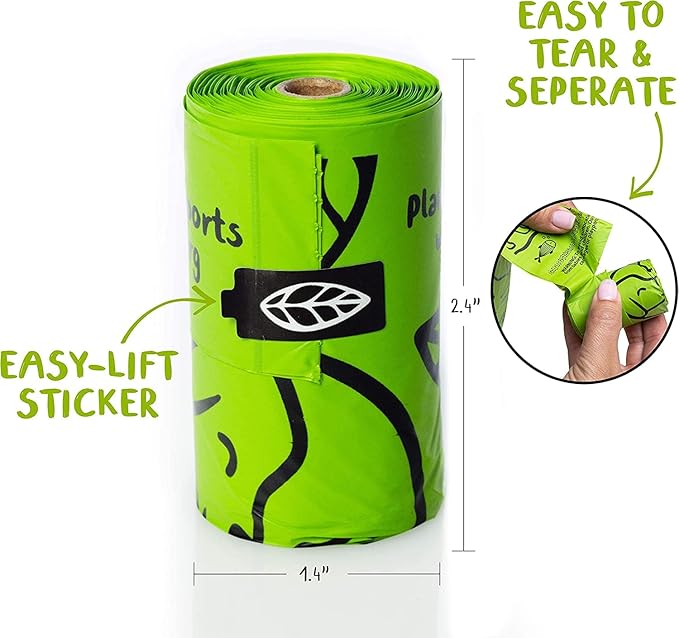 PLANET POOP Home Compostable Dog Poop Bags Extra-long with Handles 240 Un-Scented Pet Waste Bags Plastic Free, Thick Leakproof Plant-Based Doggy Bag, Cats & Dogs Pet Supplies