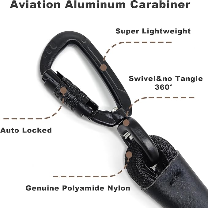 Rope Dog Leash, 6 Foot Heavy Duty Dog Leash with Aviation Aluminum Auto Locking Carabiner, Strong Nylon Pet Lead for Small, Medium, Large Dogs (Purple, 6FT)
