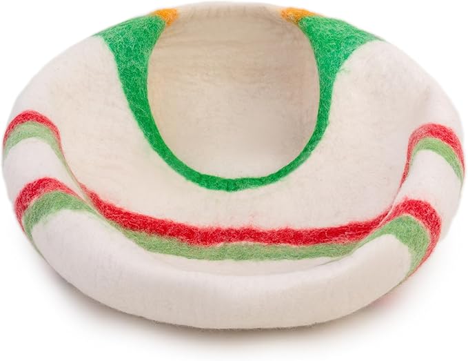 Woolygon Premium Felt Cat Cave Bed โ Wool Kitty Beds Handcrafted Kitten Caves Bed for Indoor Cats - Made from 100% Eco-Friendly Merino Wool, Foldable Cat Hidewawy Covered Cat House Pod (Candy Swirl)