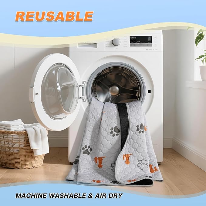 Washable Pee Pads for Dogs, 2 Pack Reusable Puppy Pads, Waterproof Pet Pee Pads for Dog Potty Training, Extra Large Dog Pee Pads for Crate, Playpen, and Whelping, Orange 36"x36"