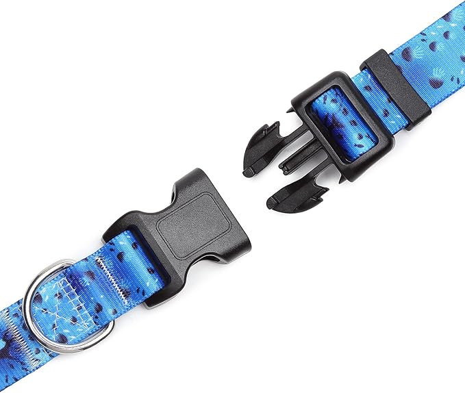 Mercano Adjustable Dog Collar - Special Design Patterns, Soft Nylon Comfortable Durable Pet Collar for Small Medium Large Dogs (XS, Blue Ocean)
