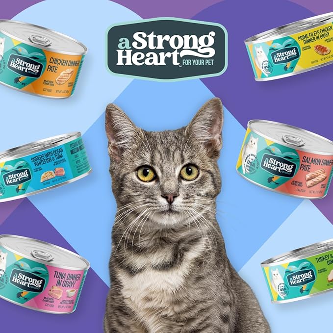 A Strong Heart Canned Wet Cat Food, Prime Filets Chicken Dinner in Gravy - 5.5 oz Cans (Pack of 24), Made in The USA with Real Chicken