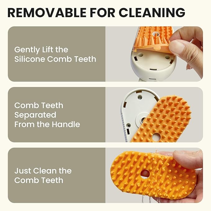 Cat Steam Brush for Shedding, Pet Steam Brush for Cats and Dog, 4 in 1 Rechargeable Cat Hair Brush, Spray Anti-Static, Massage, Cleaning, Shedding & Combing All In One, for Long & Short Haired Pets!