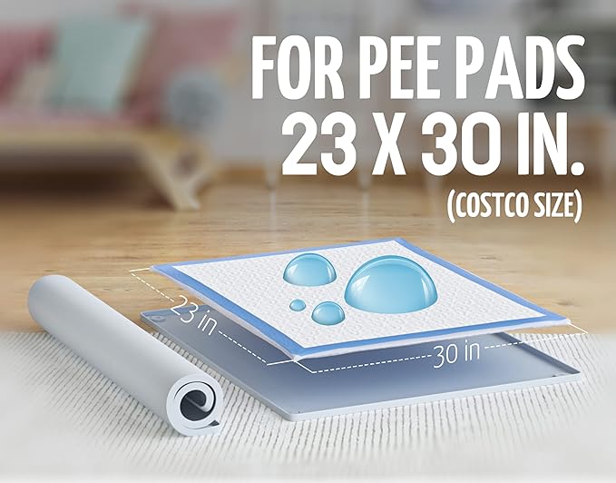 TidyFriend 2 Pk Pee Pad Holder Tray for 30” x 23” Pee Pads with Corner Lock Holes, Raised Edges, Non-Spill, Easy to Clean Silicone Dog Potty Tray Holder, For Indoor Floor Protection (Light Grey)