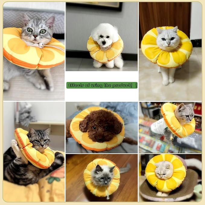 Cat Recovery Soft Collar.Waterproof Soft Recovery Cone Collar. Anti-bite and Anti-Lick Wound Healing Safe Adjustable Elizabethan Collar.(S)
