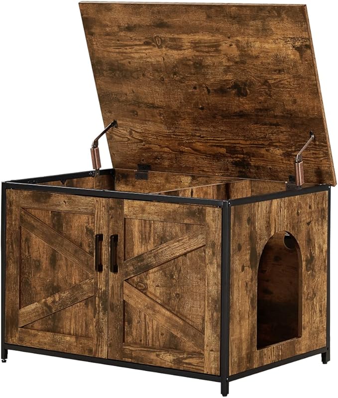 unipaws Top Opening Cat Litter Box Enclosure, Friendly to Elderly People, Waist or Keen Problem People, XL Extra Large Cat Box Furniture, High Jumbo Automatic Litter Box Cover Hidden for Large Cat