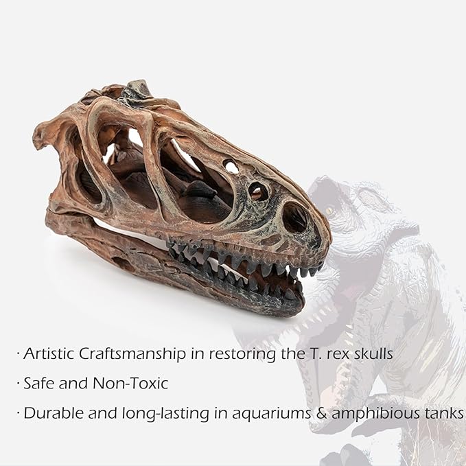 Fish Hideout Aquarium Dรฉcor Decorations Dinosaur Skull Fish Tank Decor Cave Dinosaur Skull Betta Animal Halloween Large Tarantula Reptile Bones Snake for Terrarium Ornament